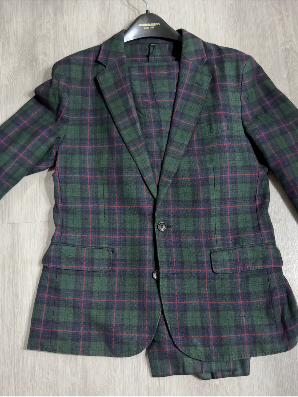 J.CREW Ludlow men's 2 Piece Suit Slim Plaid Wool Tartan40S Jacket 33x30 Pants